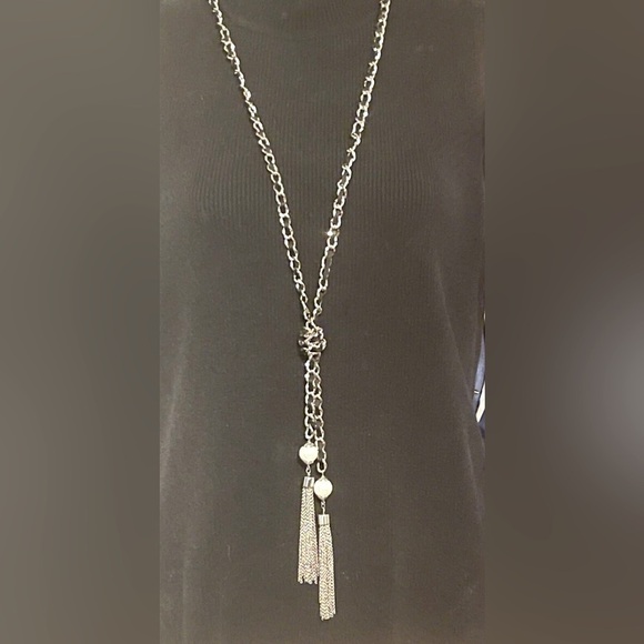 Jewelry - WHITE HOUSE BLACK MARKET Chain Ribbon Tassle Necklace | EUC | MSRP $149